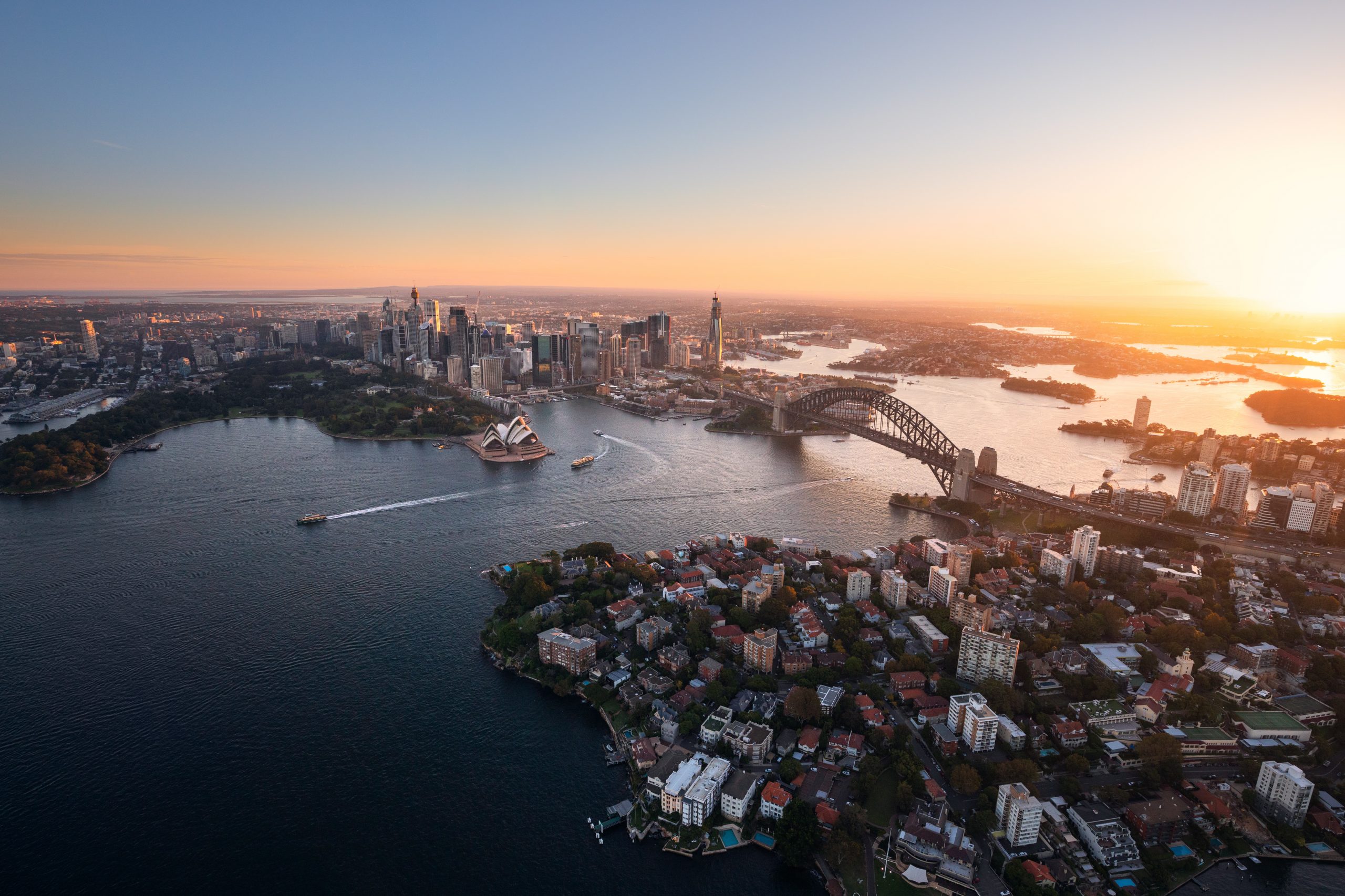 aerial view of Sydney harbour